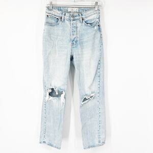 Abercrombie & Fitch The Dad High Rise Distressed Jeans Button Fly SHORT